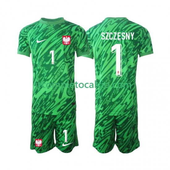 Maglia Polonia Szczesny 1 Portiere Terza Divisa 2024 Manica Corta ,Bambino