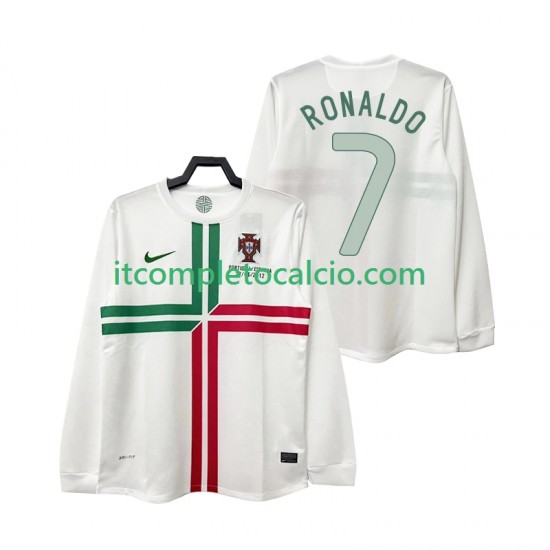 Maglia Portogallo Cristiano Ronaldo 7 2012 Retro Divisa Away Manica Lunga ,Uomo