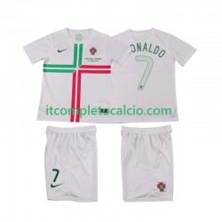 Maglia Portogallo Cristiano Ronaldo 7 2012 Retro Divisa Away Manica Corta ,Bambino