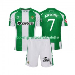 Maglia Real Betis Antony 7 Divisa Home 2025-2026 Manica Corta ,Bambino