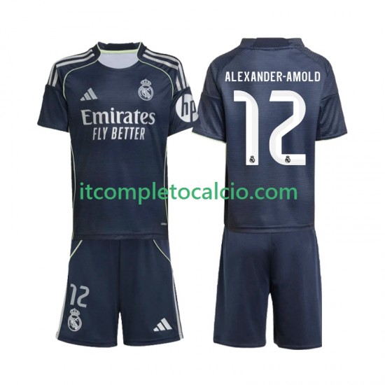 Maglia Real Madrid Alexander-Arnold 12 Divisa Away 2025-2026 Manica Corta ,Bambino