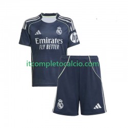 Maglia Real Madrid Divisa Away 2025-2026 Manica Corta ,Bambino