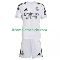 Maglia Real Madrid Divisa Home 2025-2026 Manica Corta ,Bambino