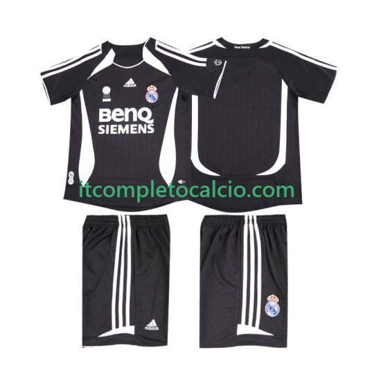 Maglia Real Madrid 2007 Retro Divisa Away 2006 Manica Corta ,Bambino