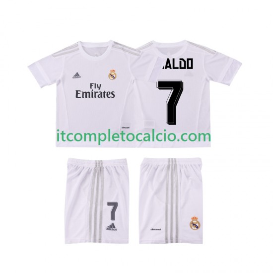 Maglia Real Madrid Cristiano Ronaldo 7 2015 2016 Retro Divisa Home Manica Corta ,Bambino