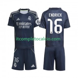 Maglia Real Madrid Endrick 16 Divisa Away 2025-2026 Manica Corta ,Bambino