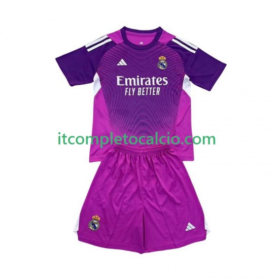 Maglia Real Madrid Portiere Divisa Away 2025-2026 Manica Corta ,Bambino