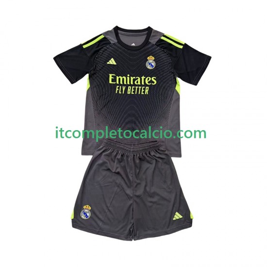 Maglia Real Madrid Portiere Terza Divisa 2025-2026 Manica Corta ,Bambino