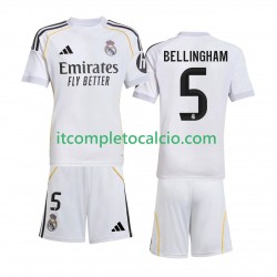 Maglia Real Madrid Jude Bellingham 5 Divisa Home 2025-2026 Manica Corta ,Bambino