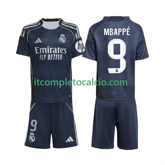 Maglia Real Madrid Mbappé Kylian 9 Divisa Away 2025-2026 Manica Corta ,Bambino