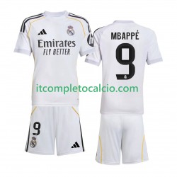 Maglia Real Madrid Mbappé Kylian 9 Divisa Home 2025-2026 Manica Corta ,Bambino