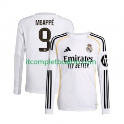 Maglia Real Madrid Mbappé Kylian 9 Divisa Home 2025-2026 Manica Lunga ,Uomo