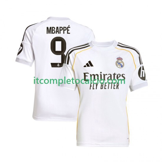 Maglia Real Madrid Mbappé Kylian 9 Divisa Home 2025-2026 Manica Corta ,Uomo