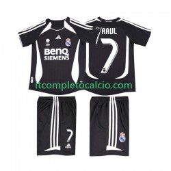 Maglia Real Madrid RAUL 7 2007 Retro Divisa Away 2006 Manica Corta ,Bambino