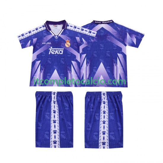 Maglia Real Madrid 1996-1997 Retro Divisa Away Manica Corta ,Bambino