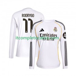 Maglia Real Madrid Rodrygo 11 Divisa Home 2025-2026 Manica Lunga ,Uomo