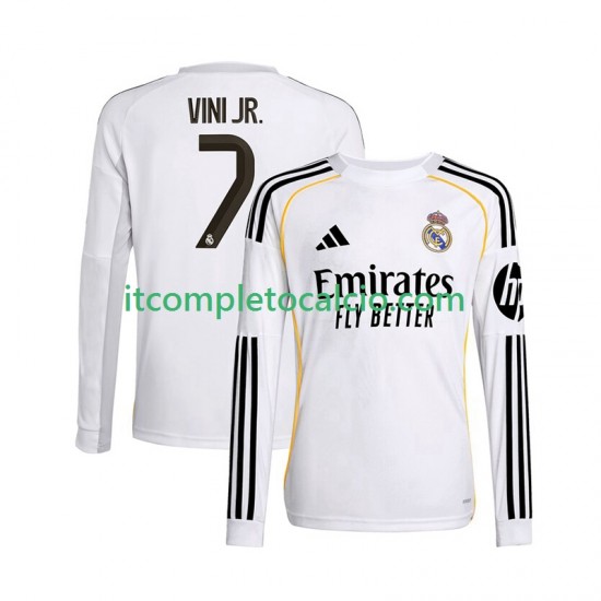 Maglia Real Madrid Vinicius Junior 7 Divisa Home 2025-2026 Manica Lunga ,Uomo