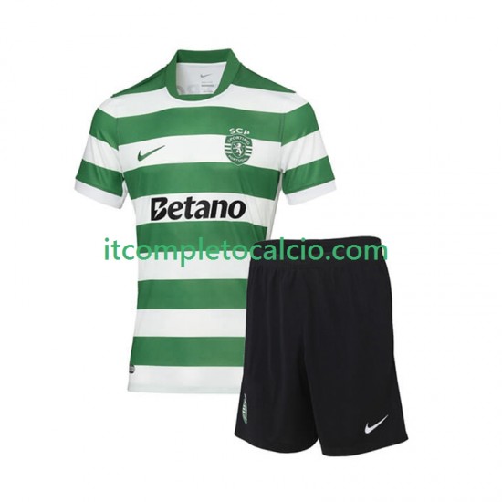 Maglia Sporting CP Divisa Home 2025-2026 Manica Corta ,Bambino