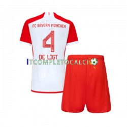 Maglia FC Bayern München Matthijs de Ligt 4 Divisa Home 2023-2024 Manica Corta ,Bambino