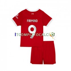 Maglia Liverpool Roberto Firmino 9 Divisa Home 2023-2024 Manica Corta ,Bambino