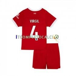Maglia Liverpool Virgil van Dijk 4 Divisa Home 2023-2024 Manica Corta ,Bambino