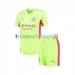 Maglia Manchester City Portiere Terza Divisa 2023-2024 Manica Corta ,Bambino