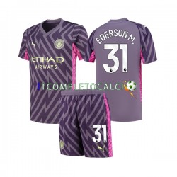 Maglia Manchester City Ederson Moraes 31 Portiere Divisa Away 2023-2024 Manica Corta ,Bambino