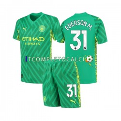 Maglia Manchester City Ederson Moraes 31 Portiere Divisa Home 2023-2024 Manica Corta ,Bambino