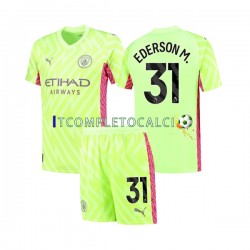 Maglia Manchester City Ederson Moraes 31 Portiere Terza Divisa 2023-2024 Manica Corta ,Bambino