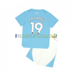 Maglia Manchester City J. ALVAREZ 19 Divisa Home 2023-2024 Manica Corta ,Bambino