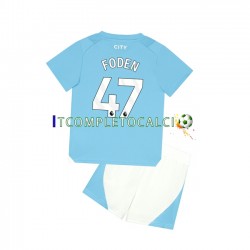 Maglia Manchester City Phil Foden 47 Divisa Home 2023-2024 Manica Corta ,Bambino