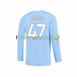 Maglia Manchester City Phil Foden 47 Divisa Home 2023-2024 Manica Lunga ,Uomo