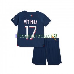 Maglia Paris Saint-Germain Vitinha 17 Divisa Home 2023-2024 Manica Corta ,Bambino