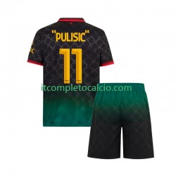 Maglia AC Milan Christian Pulisic 11 Quarto Divisa 2024-2025 Manica Corta ,Bambino