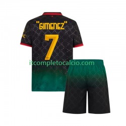 Maglia AC Milan Santiago Gimenez 7 Quarto Divisa 2024-2025 Manica Corta ,Bambino