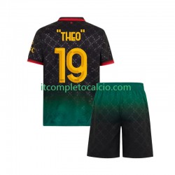 Maglia AC Milan THEO 19 Quarto Divisa 2024-2025 Manica Corta ,Bambino