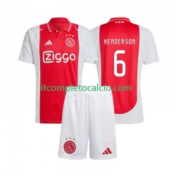 Maglia AFC Ajax Henderson 6 Divisa Home 2024-2025 Manica Corta ,Bambino