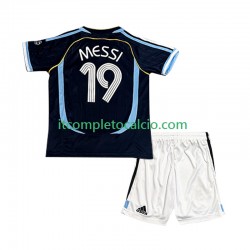 Maglia Argentina Lionel Messi 19 Retro Divisa Away 2006 Manica Corta ,Bambino