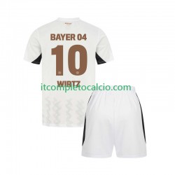 Maglia Bayer 04 Leverkusen Florian Wirtz 10 Divisa Away 2024-2025 Manica Corta ,Bambino