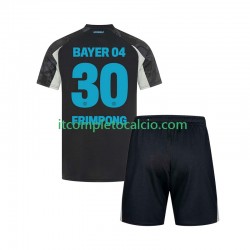 Maglia Bayer 04 Leverkusen Frimpong 30 Terza Divisa 2024-2025 Manica Corta ,Bambino