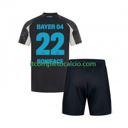 Maglia Bayer 04 Leverkusen Victor Boniface 22 Terza Divisa 2024-2025 Manica Corta ,Bambino