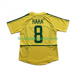 Maglia Brasile KAKA 8 Retro Divisa Home 2002 Manica Corta ,Uomo