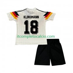 Maglia Germania Klinsmann 18 1990 Retro Divisa Home Manica Corta ,Bambino