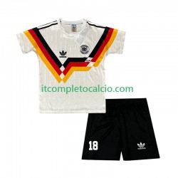 Maglia Germania Klinsmann 18 1990 Retro Divisa Home Manica Corta ,Bambino