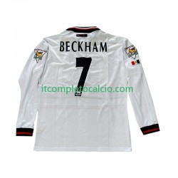 Maglia Manchester United Beckham 7 Retro Divisa Away 1998 1999 Manica Lunga ,Uomo