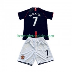 Maglia Manchester United Cristiano Ronaldo 7 2007 Retro Divisa Away 2008 Manica Corta ,Bambino