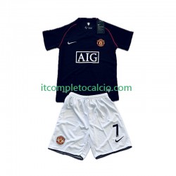 Maglia Manchester United Cristiano Ronaldo 7 2007 Retro Divisa Away 2008 Manica Corta ,Bambino