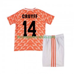 Maglia Paesi Bassi Cruyff 14 1988 Retro Divisa Home Manica Corta ,Bambino
