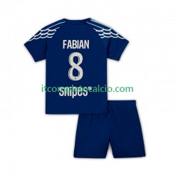 Maglia Paris Saint-Germain Fabian 8 Quarto Divisa 2024-2025 Manica Corta ,Bambino