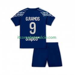Maglia Paris Saint-Germain Goncalo Ramos 9 Quarto Divisa 2024-2025 Manica Corta ,Bambino